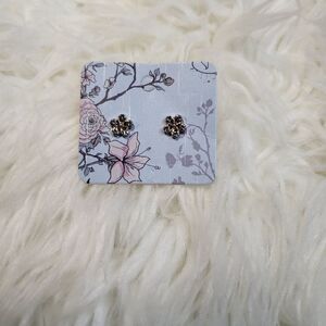 Aldo rose gold & rhinestone flower post back closure earrings